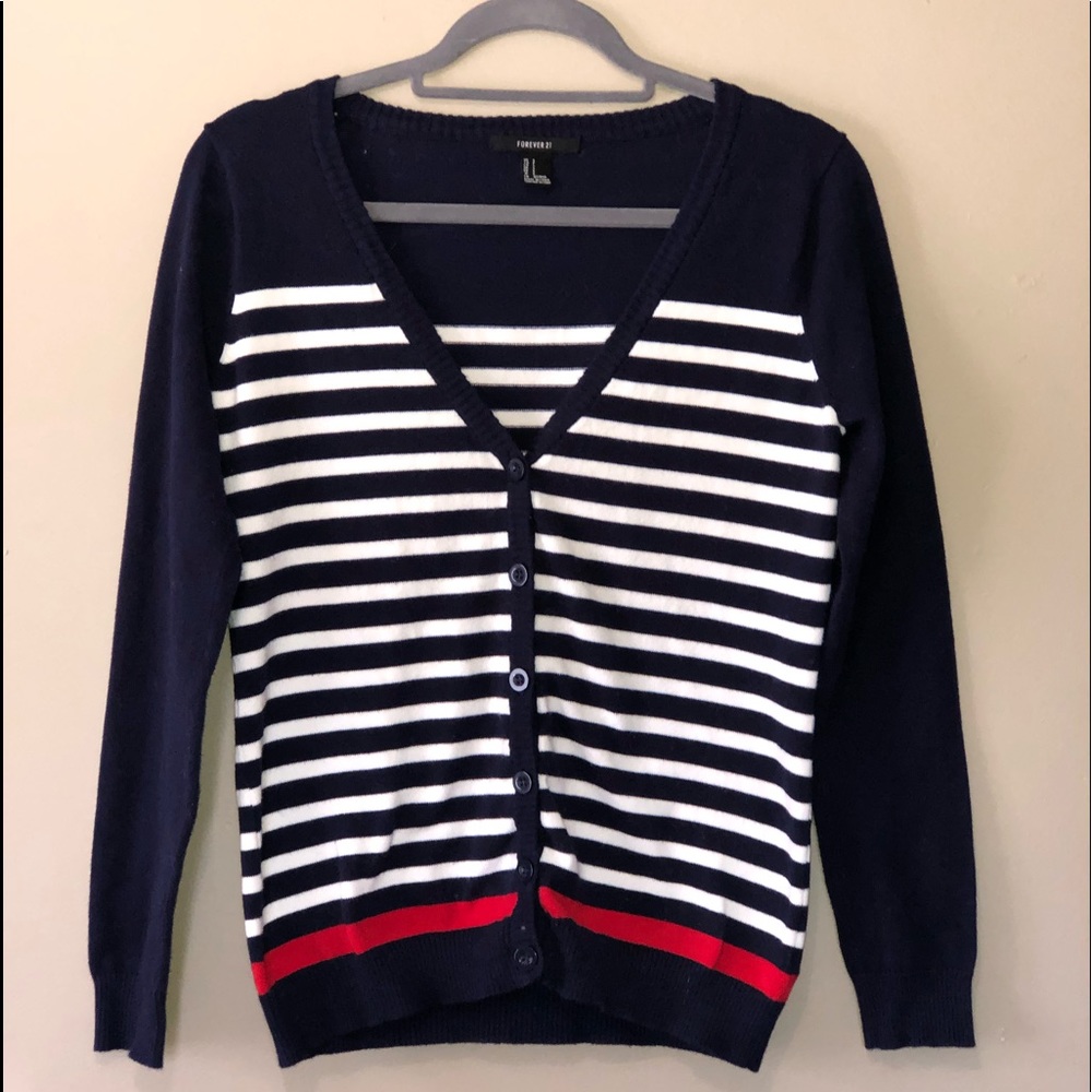 Forever 21 Navy striped cardigan